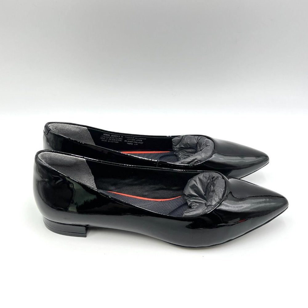 5.5W 5.5 WIDEโ Rockport Adelyn Black Patent Leather Point Toe Ballet Flats Shoes